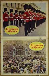 Z035 ELIZABETH IS QUEEN 2 lobby cards '53 English documentary!