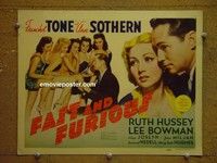 Y102 FAST & FURIOUS title lobby card '39 Franchot Tone, Ann Sothern