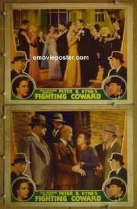 Z043 FIGHTING COWARD 2 lobby cards '36 Ray Walker, Woodbury