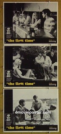 Y859 FIRST TIME 3 lobby cards '69 Jacqueline Bisset