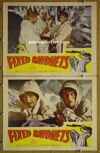 Z045 FIXED BAYONETS 2 lobby cards '51 Sam Fuller, Basehart