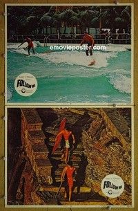 Z046 FOLLOW ME 2 lobby cards '69 cool surfing!