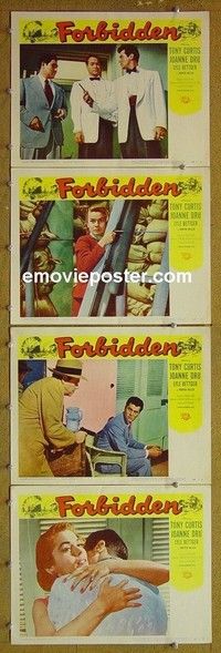 Y742 FORBIDDEN 4 lobby cards '54 Tony Curtis, Joanne Dru