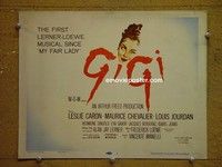 Y118 GIGI title lobby card '58 Leslie Caron, Maurice Chevalier