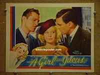 Z505 GIRL WITH IDEAS lobby card '37 Wendy Barrie, Pidgeon