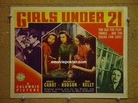 Y123 GIRLS UNDER 21 title lobby card '40 too young for love!