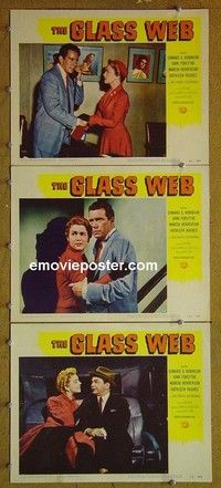 Y864 GLASS WEB 3 lobby cards '53 Edward G Robinson, Forsythe