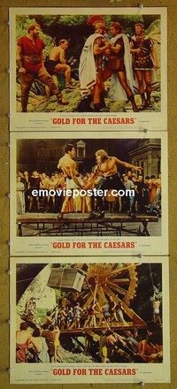 Y865 GOLD FOR THE CAESARS 3 lobby cards '64 Jeffrey Hunter