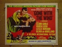 Y128 GONE WITH THE WIND title lobby card R54 Clark Gable, Leigh