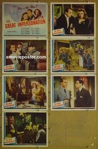 Y611 GREAT IMPERSONATION 7 lobby cards '42 Ralph Bellamy