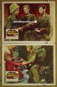 Z063 HALLS OF MONTEZUMA 2 lobby cards '51 Richard Widmark