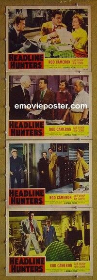 Y748 HEADLINE HUNTERS 4 lobby cards '55 Rod Cameron