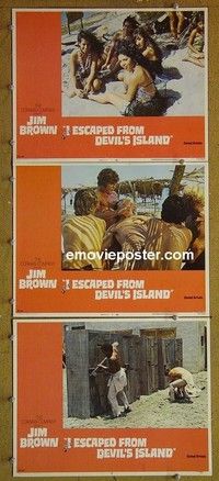 Y877 I ESCAPED FROM DEVIL'S ISLAND 3 lobby cards '73 Jim Brown