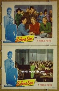 Z072 I JANE DOE 2 lobby cards '48 Ruth Hussey, Carroll