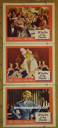 Y878 I'LL SEE YOU IN MY DREAMS 3 lobby cards '52 Doris Day