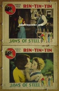 Z083 JAWS OF STEEL 2 lobby cards '27 Rin Tin Tin