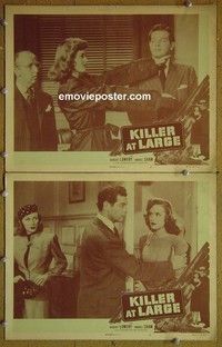 Z090 KILLER AT LARGE 2 lobby cards '47 Robert Lowery, Shaw