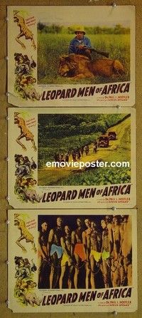 Y888 LEOPARD MEN OF AFRICA 3 lobby cards '40 documentary