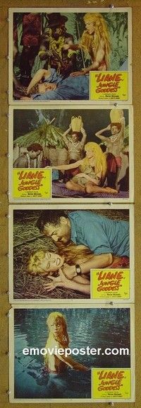 Y758 LIANE JUNGLE GODDESS 4 lobby cards '58 sexy blonde!