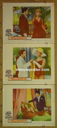 Y901 MILLIONAIRESS 3 lobby cards '60 Sophia Loren, Peter Sellers