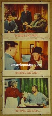 Y906 MURDER SHE SAID 3 lobby cards '61 Margaret Rutherford