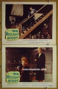 Z129 MYSTERIOUS INTRUDER 2 lobby cards '46 Richard Dix