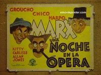 Y237 NIGHT AT THE OPERA Span title lobby card '35 Marx Bros,Hirschfeld