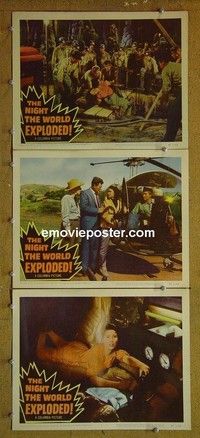 Y910 NIGHT THE WORLD EXPLODED 3 lobby cards '57 Kathryn Grant