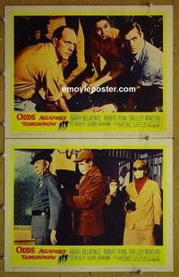 Z137 ODDS AGAINST TOMORROW 2 lobby cards #2 '59 Robert Wise