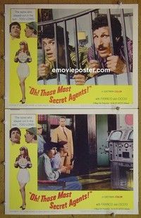 Z138 OH THOSE MOST SECRET AGENTS 2 lobby cards '66 Fulci