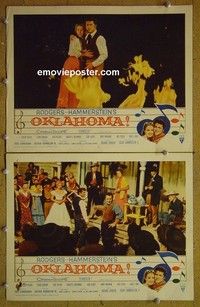 Z140 OKLAHOMA 2 lobby cards #2 '56 Gordon MacRae, Shirley Jones