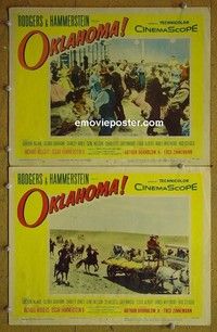 Z139 OKLAHOMA 2 lobby cards #1 '56 Gordon MacRae, Shirley Jones