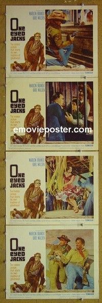 Y773 ONE EYED JACKS 4 lobby cards '61 Marlon Brando, Karl Malden