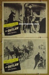 Z145 OUTLAW 2 lobby cards R50 Howard Hughes, 3-year delay!