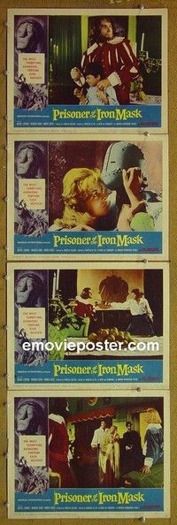 Y779 PRISONER OF THE IRON MASK 4 lobby cards '62 Italian AIP!