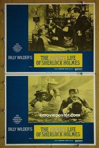 Z155 PRIVATE LIFE OF SHERLOCK HOLMES 2 lobby cards '71 Stephens