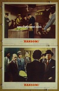 Z161 RANSOM 2 lobby cards '56 Glenn Ford, film noir!