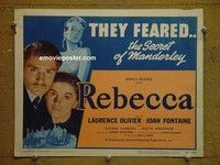 Y272 REBECCA title lobby card R48 Alfred Hitchcock, Laurence Olivier