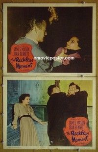 Z163 RECKLESS MOMENT 2 lobby cards '49 James Mason, Joan Bennett