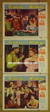 Y928 REDHEAD FROM WYOMING 3 lobby cards '53 Maureen O'Hara