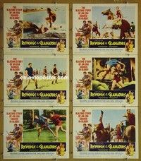 Y664 REVENGE OF SPARTACUS 6 lobby cards '65 Italian epic!