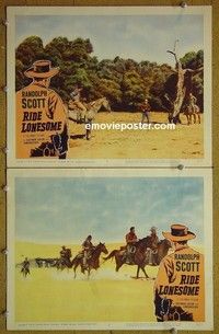 Z165 RIDE LONESOME 2 lobby cards '59 Randolph Scott