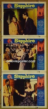 Y934 SAPPHIRE 3 lobby cards '60 Nigel Patrick, Basil Dearden