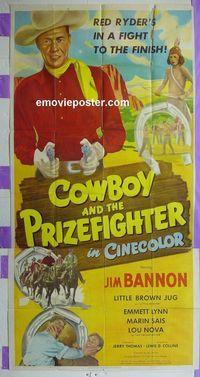 C240 COWBOY & THE PRIZEFIGHTER three-sheet movie poster '50 Red Ryder