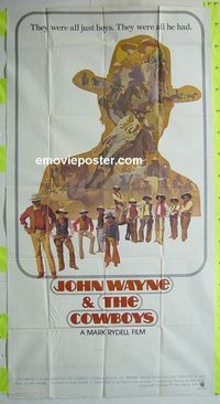 C241 COWBOYS three-sheet movie poster '72 Big John Wayne, western