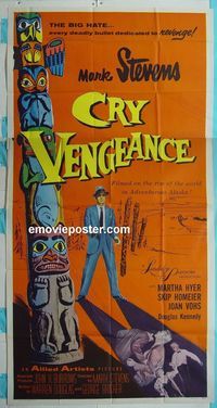 C246 CRY VENGEANCE three-sheet movie poster '55 Mark Stevens film noir!