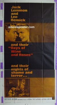 C250 DAYS OF WINE & ROSES three-sheet movie poster '63 Jack Lemmon, Remick