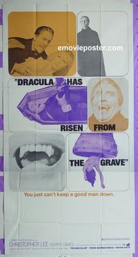 C266 DRACULA HAS RISEN FROM THE GRAVE three-sheet movie poster '69 Chris Lee