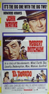 C267b EL DORADO three-sheet movie poster '66 John Wayne, Robert Mitchum