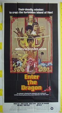 C269 ENTER THE DRAGON three-sheet movie poster '73 Bruce Lee classic!